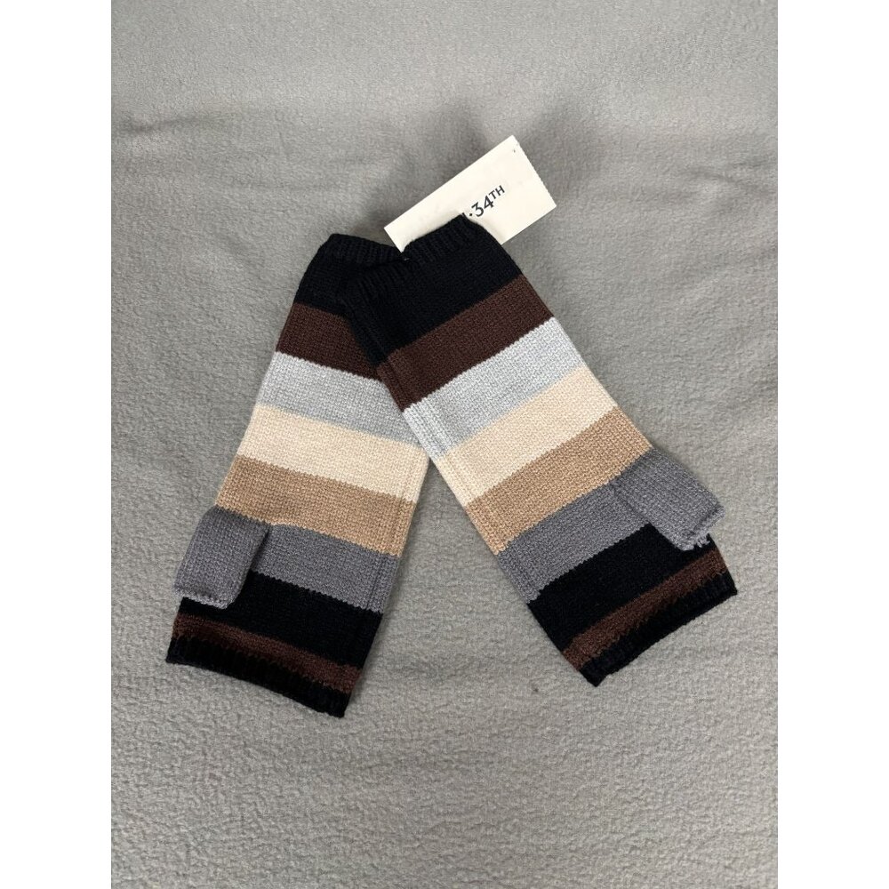 On 34th Women's Colorblocked Brown Fingerless Gloves One Size New WIth Tag's